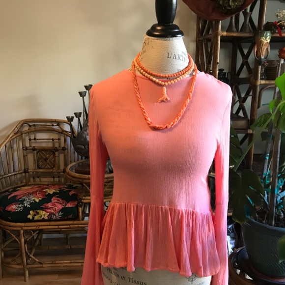Glamorous Tops - GLAMOUROUS Coral Pink Textural Bell Sleeve Top. Great w/ Coral Jewels! S…